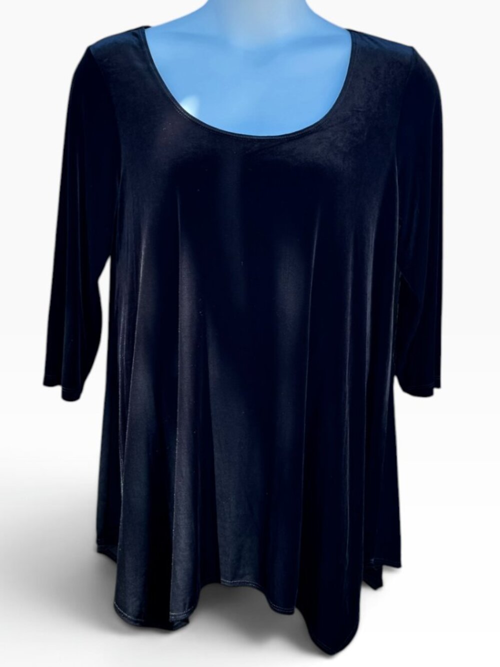 ADRESSingWoman Velvet Tunic Black Stretch Handkerchief Hem Holidays Evening XL